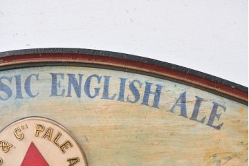 イギリスアンティーク　希少　著名工房作品　英国伝統サインペイント　Bass & Co's PALE ALE(バスペールエール)　クリケット風景が味わい深い立体パブサイン　(R-088942)
