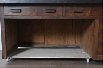 和製アンティーク　激レア　希少　天板(欅材)　古い仕立て屋で使われていた両面使いのカウンターテーブル　(R-088947)