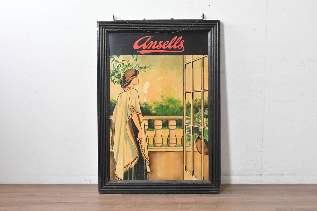 ヴィンテージ雑貨　Ansells Brewery(アンセルズ・ブルワリー)　優雅な女性が描かれたパブサイン　(R-088948)