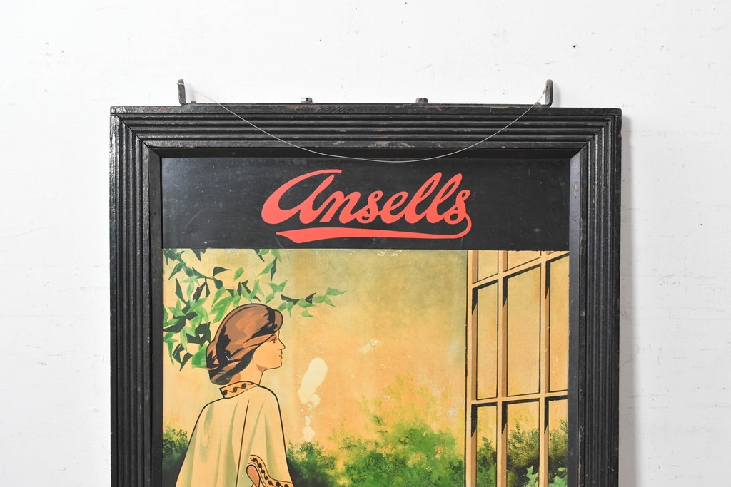 ヴィンテージ雑貨　Ansells Brewery(アンセルズ・ブルワリー)　優雅な女性が描かれたパブサイン　(R-088948)