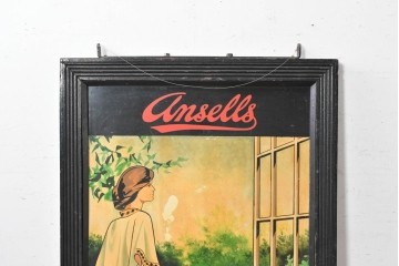 ヴィンテージ雑貨　Ansells Brewery(アンセルズ・ブルワリー)　優雅な女性が描かれたパブサイン　(R-088948)
