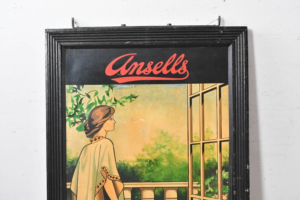 ヴィンテージ雑貨　Ansells Brewery(アンセルズ・ブルワリー)　優雅な女性が描かれたパブサイン　(R-088948)