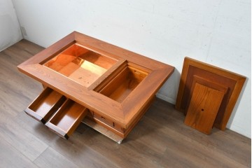 和製ヴィンテージ　欅(ケヤキ)材　力強い木目の囲炉裏テーブル　(R-088956)