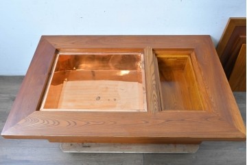 和製ヴィンテージ　欅(ケヤキ)材　力強い木目の囲炉裏テーブル　(R-088956)