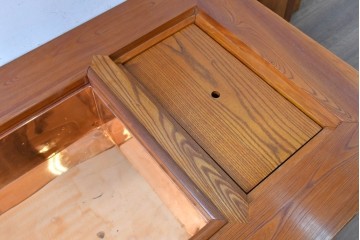 和製ヴィンテージ　欅(ケヤキ)材　力強い木目の囲炉裏テーブル　(R-088956)