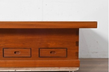 和製ヴィンテージ　欅(ケヤキ)材　力強い木目の囲炉裏テーブル　(R-088956)