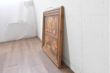 イギリスヴィンテージ　アンティーク調　食器棚の中を覗き込んだようなだまし絵額装　(R-088958)