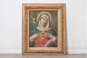 【簡易リペア限定品】　フランスアンティーク　繊細な植物の彫刻が施された額装　(R-088959)