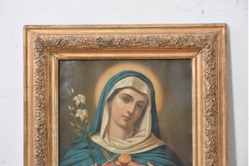 【簡易リペア限定品】　フランスアンティーク　繊細な植物の彫刻が施された額装　(R-088959)