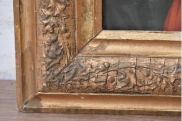 【簡易リペア限定品】　フランスアンティーク　繊細な植物の彫刻が施された額装　(R-088959)
