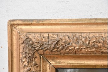 【簡易リペア限定品】　フランスアンティーク　繊細な植物の彫刻が施された額装　(R-088959)