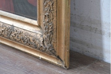 【簡易リペア限定品】　フランスアンティーク　繊細な植物の彫刻が施された額装　(R-088959)