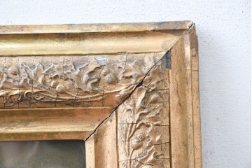 【簡易リペア限定品】　フランスアンティーク　繊細な植物の彫刻が施された額装　(R-088960)