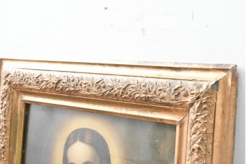 【簡易リペア限定品】　フランスアンティーク　繊細な植物の彫刻が施された額装　(R-088960)