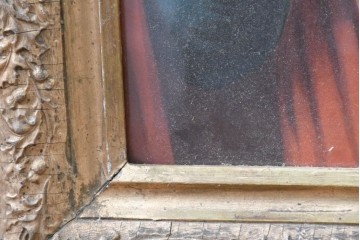 【簡易リペア限定品】　フランスアンティーク　繊細な植物の彫刻が施された額装　(R-088960)