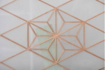 ヴィンテージ建具　昭和後期　組子細工が美しい明かり取り1枚　(R-088964)