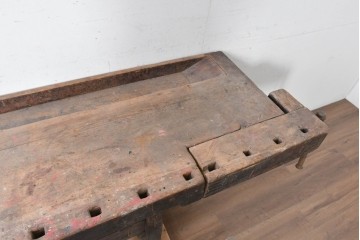 【簡易リペア限定品】　イギリスアンティーク　使い込まれた風合いが魅力的な家具工房の大きなワークベンチ　(R-088969)