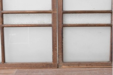ヴィンテージ建具　昭和中期　レトロなガラス窓2枚セット　(R-088970)