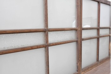 ヴィンテージ建具　昭和中期　レトロなガラス窓2枚セット　(R-088970)