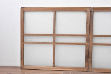 ヴィンテージ建具　昭和中期　レトロなガラス窓2枚セット　(R-088970)