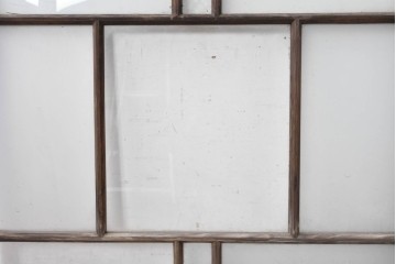 アンティーク建具　昭和初期　大正ロマン　和モダンな桟組のガラス窓2枚セット　(R-088971)