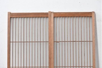 ヴィンテージ建具　昭和後期　繊細な格子が美しい片面ガラスの書院窓2枚セット　(R-088972)