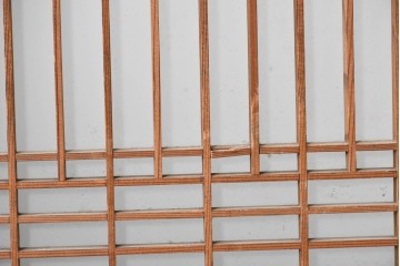 ヴィンテージ建具　昭和後期　繊細な格子が美しい片面ガラスの書院窓2枚セット　(R-088972)