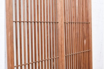 ヴィンテージ建具　昭和後期　繊細な格子が美しい片面ガラスの書院窓2枚セット　(R-088972)
