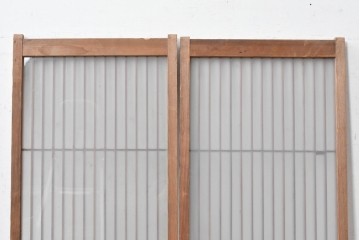 ヴィンテージ建具　昭和後期　繊細な格子が美しい片面ガラスの書院窓2枚セット　(R-088972)