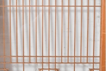 ヴィンテージ建具　昭和後期　組子細工が映える片面ガラス書院窓4枚セット　(R-088973)