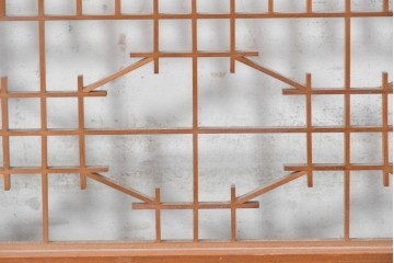 ヴィンテージ建具　昭和後期　組子細工が映える片面ガラス書院窓4枚セット　(R-088973)