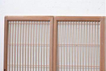 ヴィンテージ建具　昭和後期　組子細工が映える片面ガラス書院窓4枚セット　(R-088973)