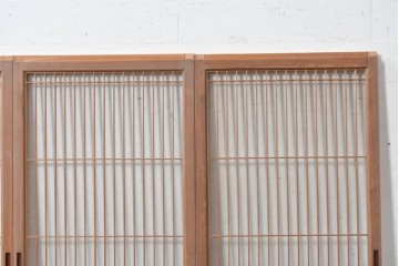 ヴィンテージ建具　昭和後期　組子細工が映える片面ガラス書院窓4枚セット　(R-088973)