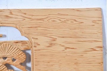 ヴィンテージ建具　昭和後期　鶴松図の彫刻があしらわれた彫刻欄間2枚セット　(R-088978)
