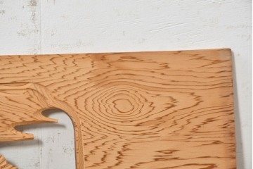ヴィンテージ建具　昭和後期　鶴松図の彫刻があしらわれた彫刻欄間2枚セット　(R-088978)