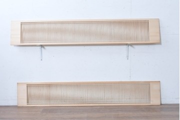 ヴィンテージ建具　昭和後期　端正な縦格子が美しい筬欄間2枚セット　(R-088980)