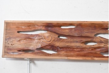 ヴィンテージ建具　昭和後期　屋久杉　節穴を活かしたデザインが趣深い欄間2枚セット　(R-088983)