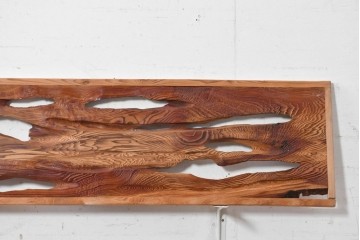 ヴィンテージ建具　昭和後期　屋久杉　節穴を活かしたデザインが趣深い欄間2枚セット　(R-088983)