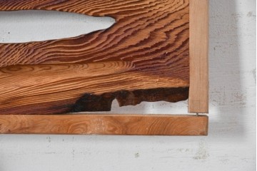 ヴィンテージ建具　昭和後期　屋久杉　節穴を活かしたデザインが趣深い欄間2枚セット　(R-088983)