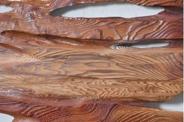 ヴィンテージ建具　昭和後期　屋久杉　節穴を活かしたデザインが趣深い欄間2枚セット　(R-088983)