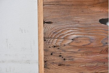 ヴィンテージ建具　昭和後期　屋久杉　節穴を活かしたデザインが趣深い欄間2枚セット　(R-088983)