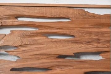 ヴィンテージ建具　昭和後期　屋久杉　節穴を活かしたデザインが味わい深い欄間2枚セット　(R-088984)
