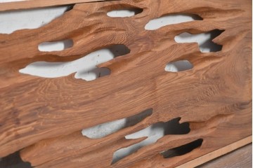 ヴィンテージ建具　昭和後期　屋久杉　節穴を活かしたデザインが味わい深い欄間2枚セット　(R-088984)