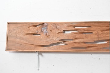 ヴィンテージ建具　昭和後期　屋久杉　節穴を活かしたデザインが味わい深い欄間2枚セット　(R-088984)