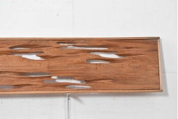 ヴィンテージ建具　昭和後期　屋久杉　節穴を活かしたデザインが味わい深い欄間2枚セット　(R-088984)