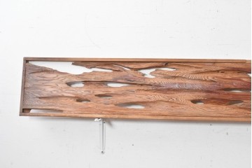 ヴィンテージ建具　昭和後期　屋久杉　節穴を活かしたデザインが味わい深い欄間2枚セット　(R-088985)