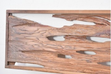 ヴィンテージ建具　昭和後期　屋久杉　節穴を活かしたデザインが味わい深い欄間2枚セット　(R-088985)