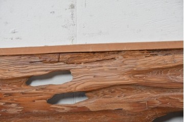ヴィンテージ建具　昭和後期　屋久杉　節穴を活かしたデザインが味わい深い欄間2枚セット　(R-088985)