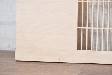 ヴィンテージ建具　昭和後期　筬格子に鶴と松の立体彫刻が映える欄間2枚セット　(R-088992)