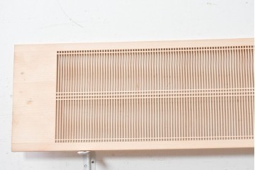 ヴィンテージ建具　昭和後期　職人技が光る細密な筬欄間2枚セット　(R-088994)